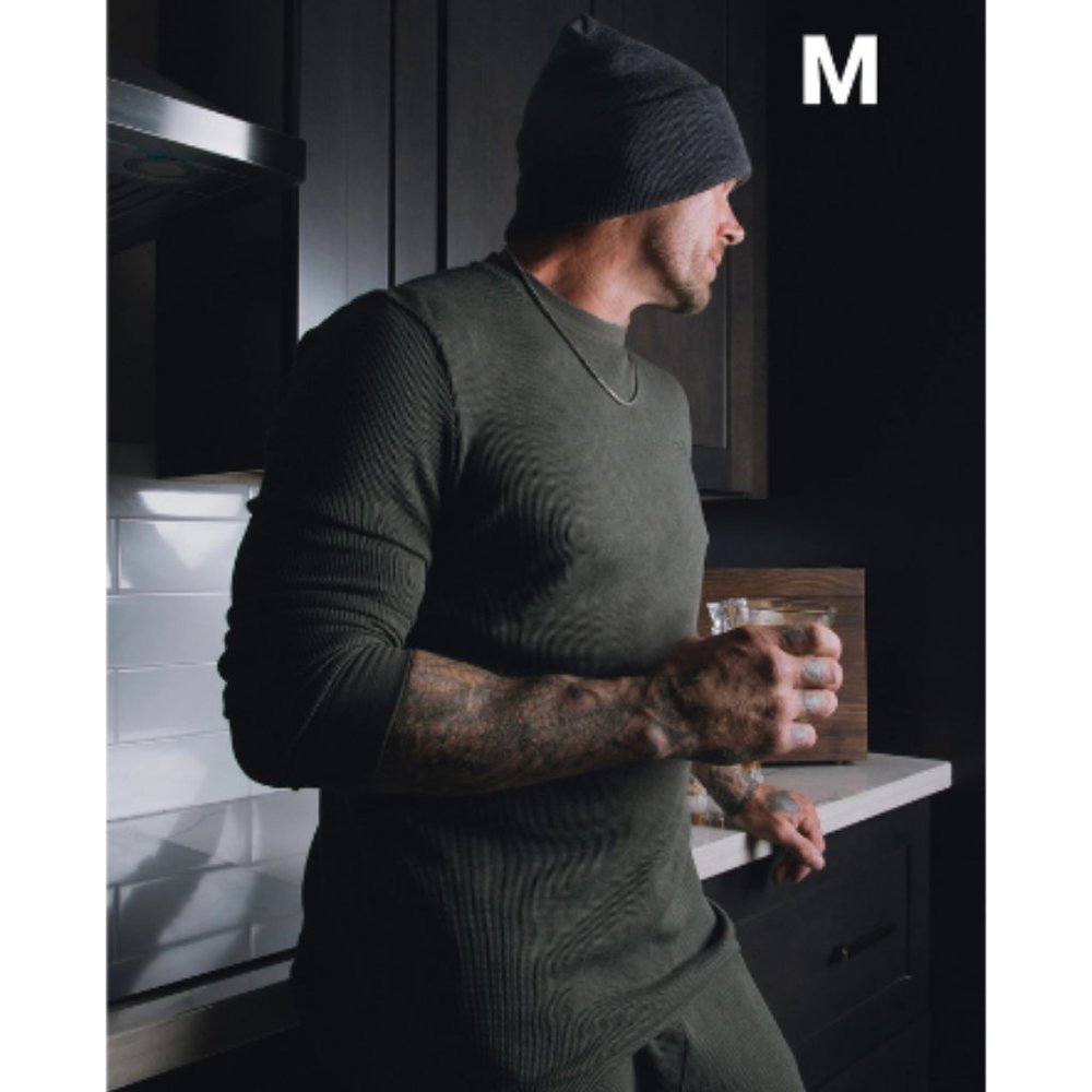 Dixxon Waffle Knit Men's Long Sleeve T-Shirt OD Green M